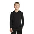 thumbnail image 1 of Sport Tek Teen Male Regular Plain Long Sleeves Pullover Black Medium, 1 of 4