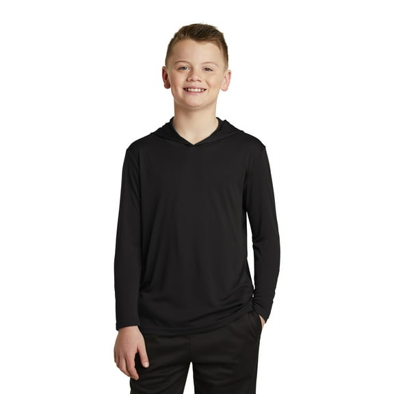 Sport Tek Teen Male Regular Plain Long Sleeves Pullover Black Medium