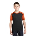 thumbnail image 1 of Sport Tek Teen Unisex Regular CamoHex Colorblock T-Shirt Black/Neon Org Medium, 1 of 6