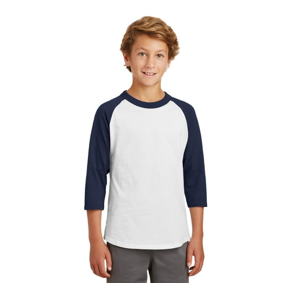 Sport Tek Teen Unisex Regular Colorblock 3/4 sleeves Jersey White/Navy X-Large