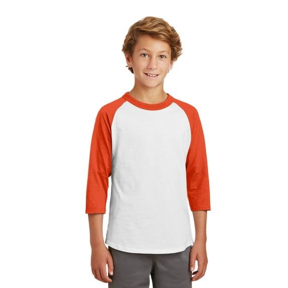 Sport Tek Teen Unisex Regular Colorblock Jersey White/Deep Org Small