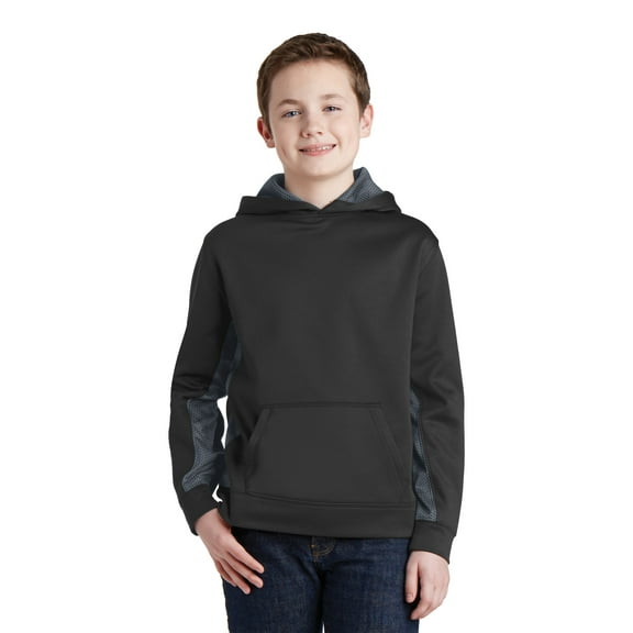 Sport Tek Teen Unisex Regular Colorblock Pullover Bk/Dark Sm Gry Large