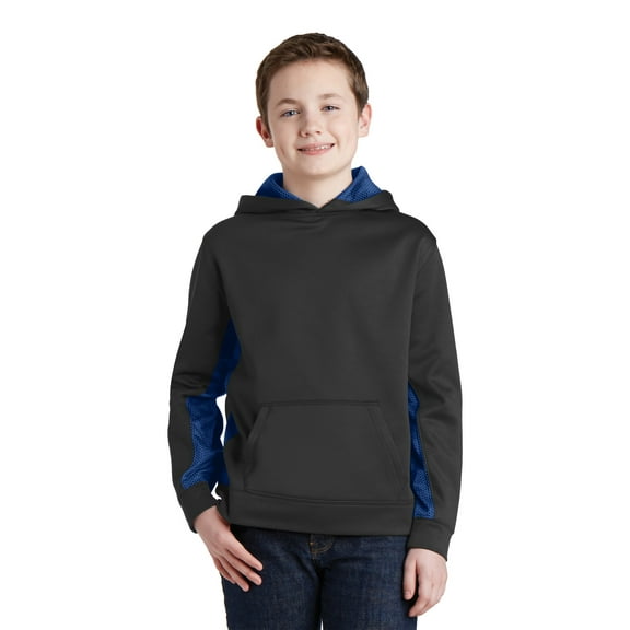 Sport Tek Teen Unisex Regular Colorblock Pullover Bk/True Royal Medium