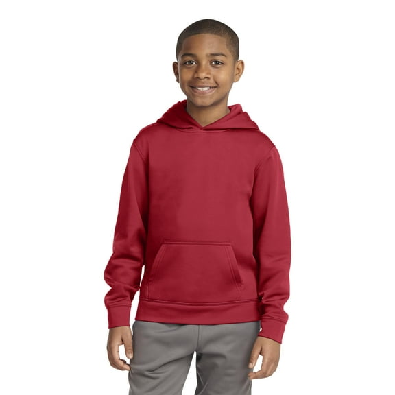 Sport Tek Teen Unisex Regular Plain Long Sleeves Pullover Deep Red Small