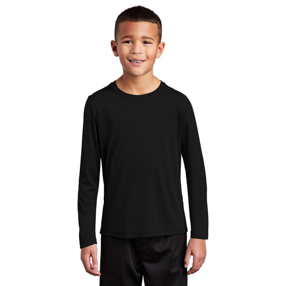 Sport Tek Teen Unisex Regular Plain Long Sleeves T-Shirt Black Medium