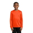 thumbnail image 1 of Sport Tek Teen Unisex Regular Plain Long Sleeves T-Shirt Neon Orange X-Small, 1 of 5