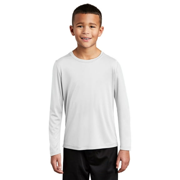 Sport Tek Teen Unisex Regular Plain Long Sleeves T-Shirt White Large