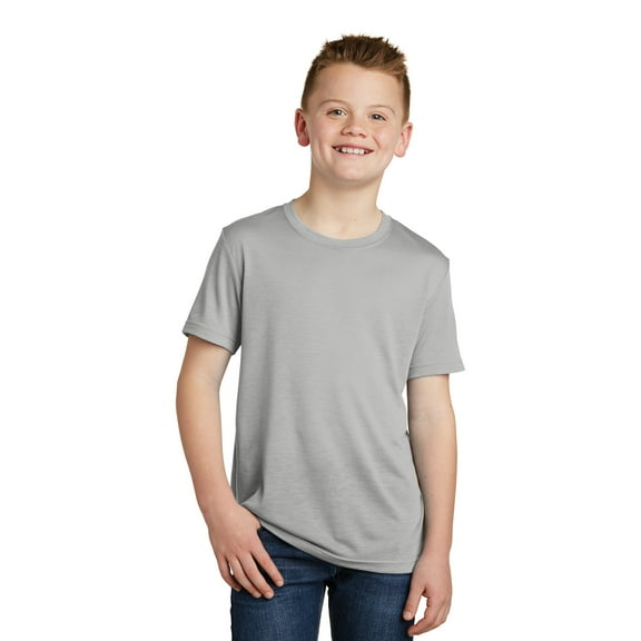 Sport Tek Teen Unisex Regular Plain Short Sleeves T-Shirt Silver X-Small