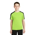 thumbnail image 1 of Sport Tek Teen Unisex Regular Sleeve Blocked T-Shirt Lime Shock/Blk X-Large, 1 of 6