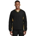 thumbnail image 1 of Sport-Tek Tipped V Neck Raglan Wind Shirt-2XL (Black/ Gold), 1 of 6