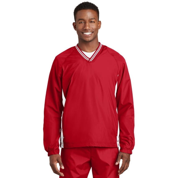 Sport-Tek Tipped V-Neck Raglan Wind Shirt. JST62