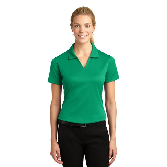 Sport-Tek Women's 100 Percent Polyester Dri-Mesh V-Neck Polo. L469