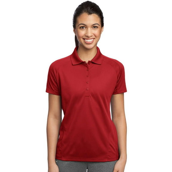 Sport-Tek Women's Flat Knit Collar Wicking Polo Shirt_Engine Red_X-Small