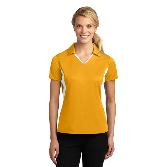 Sport-Tek Women's Side Blocked Performance Polo Shirt_Gold/White_X-Small