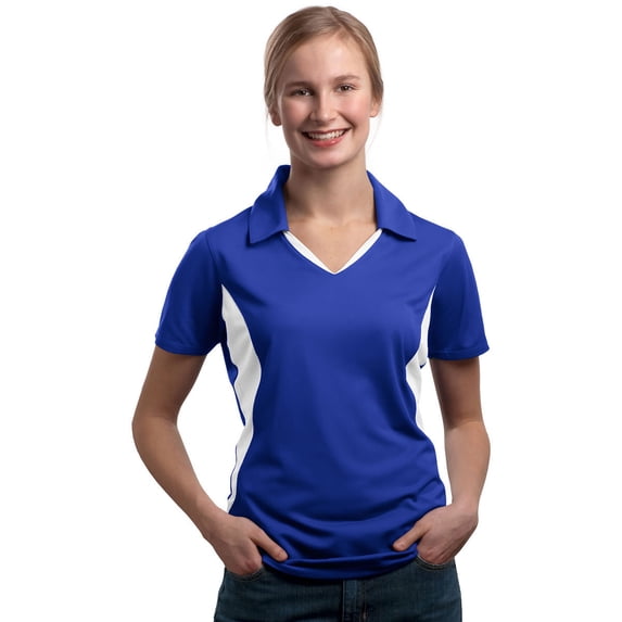 Sport-Tek Women's Side Blocked Performance Polo Shirt_True Royal/White_M