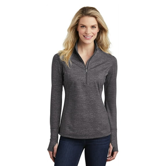 Sport-Tek Women's Sport-Wick Stretch Reflective Heather 1/2-Zip Pullover. LST855