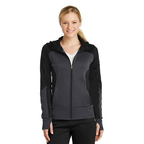 Sport-Tek Women's Tech Fleece Colorblock Full-Zip Hooded Jacket. LST245