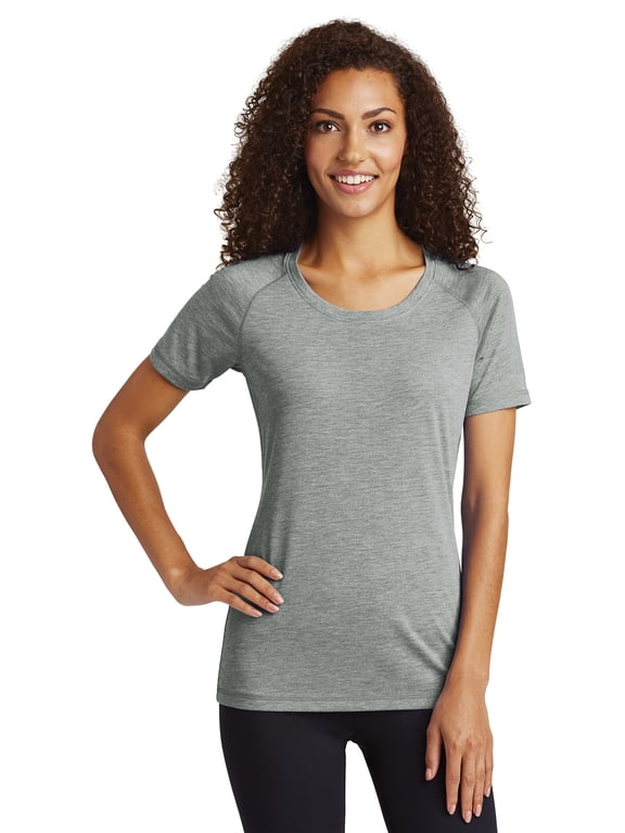 Sport Tek Women's Tri-Blend Wicking Scoop Neck Raglan Tee