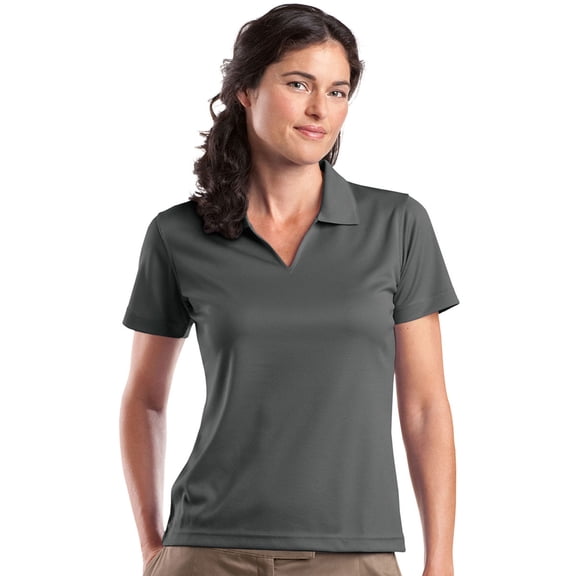 Sport-Tek Women's V Neck Lightweight Wick Moisture Polo Shirt_Steel_XX-Large