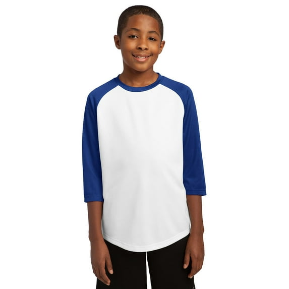 Sport-Tek YST205 Boys Colorblock Baseball Jersey - White/True Royal - Medium
