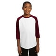 thumbnail image 1 of Sport-Tek YST205 Youth PosiCharge Baseball Long Sleeve Jersey, White & Maroon - Large, 1 of 6