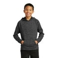 thumbnail image 1 of Sport-Tek YST225 Youth PosiCharge Electric Heather Fleece Hooded Pullover, Grey-Black Electric, XS, 1 of 1