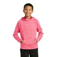 thumbnail image 1 of Sport-Tek YST225 Youth PosiCharge Electric Heather Fleece Hooded Pullover, Power Pink Electric, XL, 1 of 4