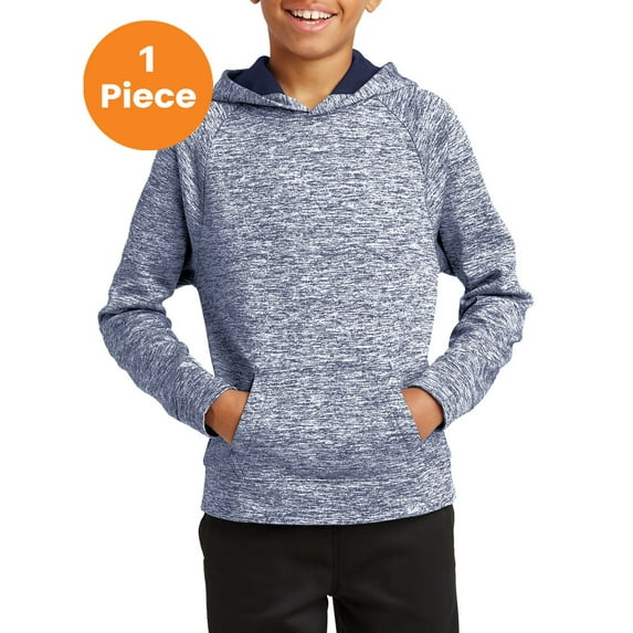 Sport-Tek YST225 Youth PosiCharge Electric Heather Fleece Hooded Pullover, True Navy Electric, XS, Shop all kids