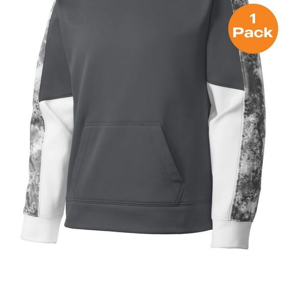 Sport-Tek YST231 Youth Sport-Wick Mineral Freeze Fleece Colorblock Hooded Pullover, Dark Smoke Grey/ Dark Smoke Grey, M, Sweatshirts & Hoodies