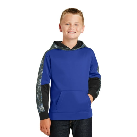 Sport-Tek YST231 Youth Sport-Wick Mineral Freeze Fleece Colorblock Hooded Pullover, Sweatshirts & Hoodies