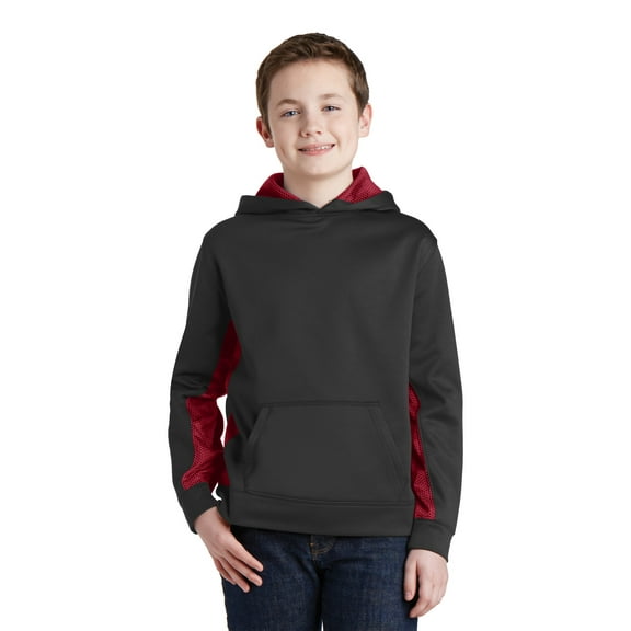 Sport-Tek YST239 Youth Sport-Wick CamoHex Fleece Colorblock Hooded Pullover, Boys Hoodies and Sweatshirts