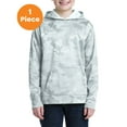 thumbnail image 1 of Sport-Tek YST240 Youth Sport-Wick CamoHex Fleece Hooded Pullover, White, L, Boys Hiking Clothing, 1 of 1