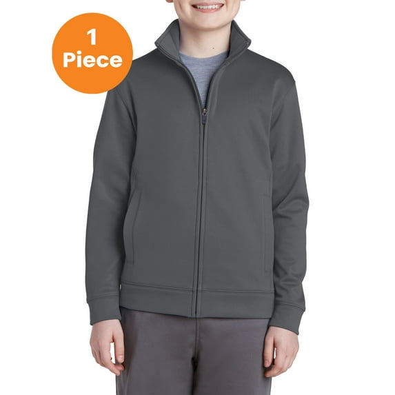 Sport-Tek YST241 Youth Sport-Wick Fleece Full-Zip Jacket , Dark Smoke Grey, M, Boys Coats and Jackets
