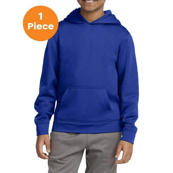 Sport-Tek YST244 Youth Sport-Wick Fleece Hooded Pullover, True Royal, M, Boys Hoodies and Sweatshirts