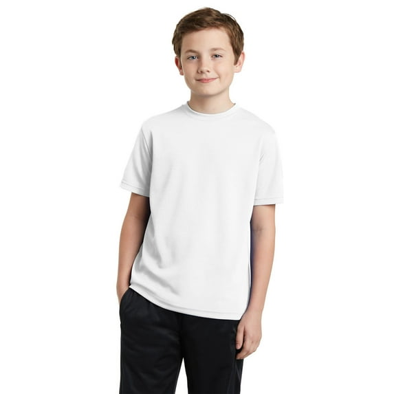 Sport-Tek YST340 Boys PosiCharge RacerMesh T-Shirt - White - X-Large