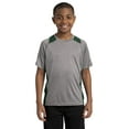 thumbnail image 1 of Sport-Tek YST361 Boys Colorblock Contender T-shirt - Vintage Heather/ Forest Green - Small, 1 of 2