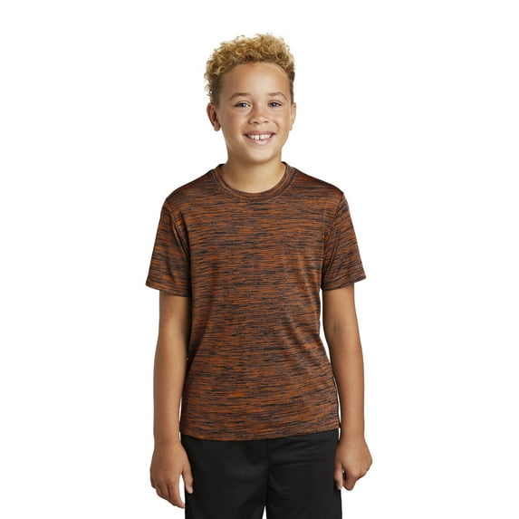 Sport-Tek YST390 Youth PosiCharge Electric Heather Tee, Deep Orange-Black Electric, L