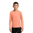 thumbnail image 1 of Sport-Tek YST420LS Youth Posi-UV Pro Long Sleeve Tee , Soft Coral, XS, 1 of 5
