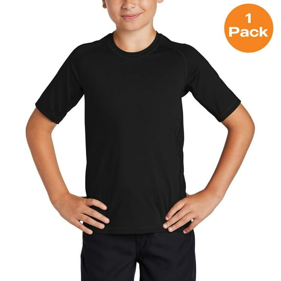 Sport-Tek YST470 Youth Rashguard Tee, Black, S, Home Page, Sports & Outdoors