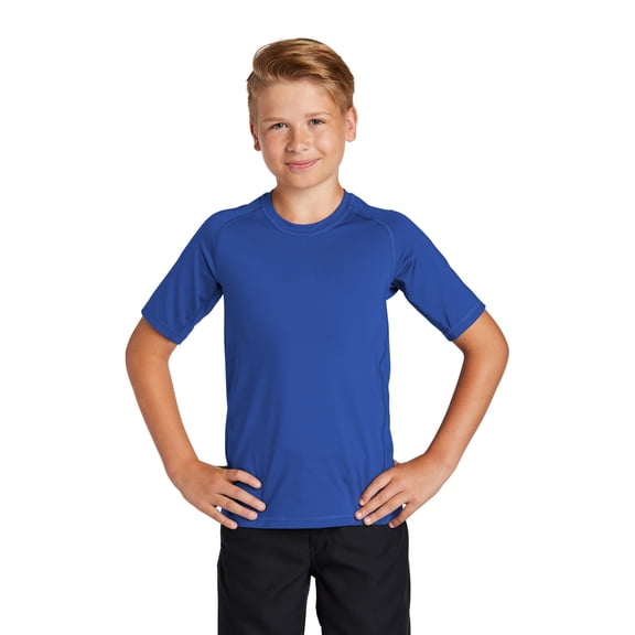 Sport-Tek YST470 Youth Rashguard Tee, True Royal, XL