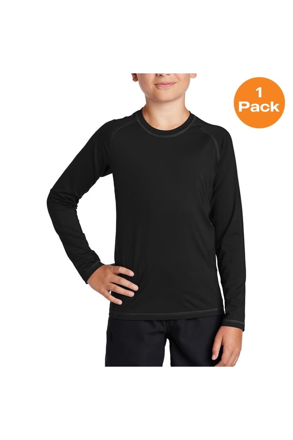 YST470LS Youth Long Sleeve Rashguard Tee, Black, XL, Home Page, Sports & Outdoors