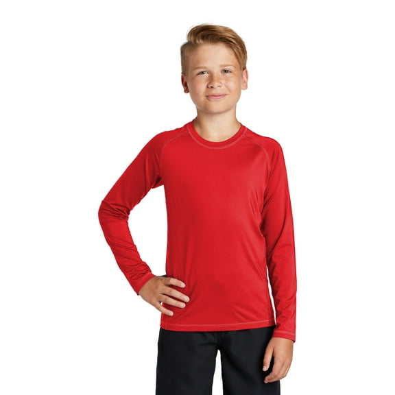 Sport-Tek YST470LS Youth Long Sleeve Rashguard Tee, True Red, XL