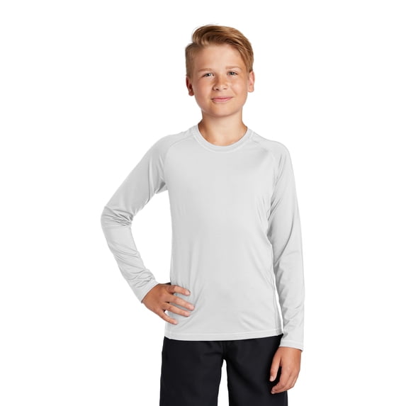 Sport-Tek YST470LS Youth Long Sleeve Rashguard Tee, White, XL, Home Page, Sports & Outdoors
