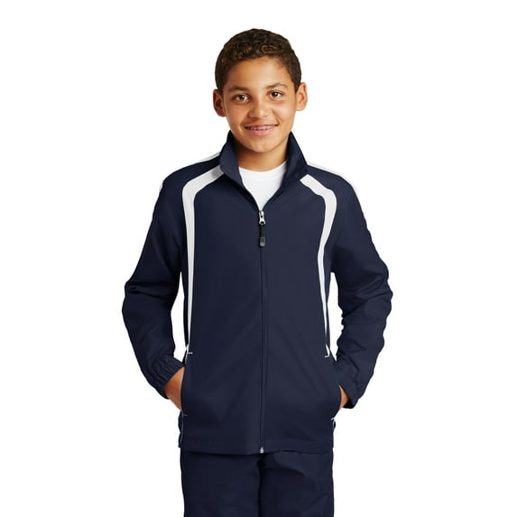 Sport-Tek YST60 Youth Colorblock Raglan Jacket , True Navy/White, M