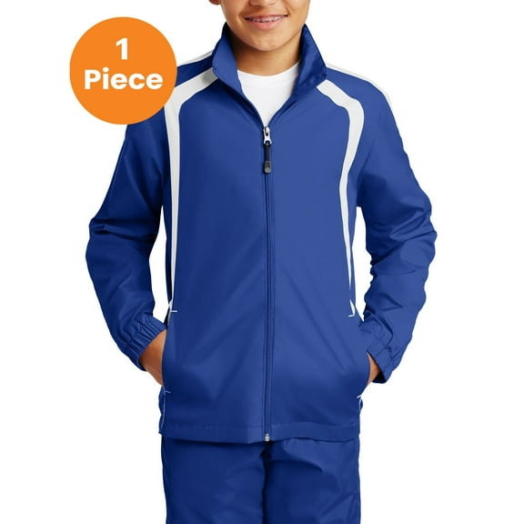 Sport-Tek YST60 Youth Colorblock Raglan Jacket , True Royal/White, M, Girls Coats and Jackets