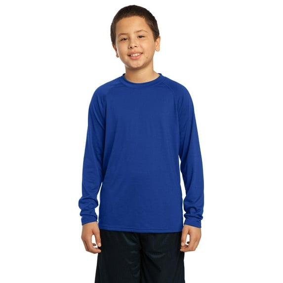 Sport-Tek YST700LS Long Sleeve Boys Crewneck Shirt - True Royal - X-Small