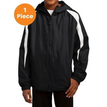 Sport-Tek YST81 Youth Fleece-Lined Colorblock Jacket, Black/White, L, Shop all kids
