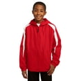 thumbnail image 1 of Sport-Tek YST81 Youth Fleece-Lined Colorblock Jacket, True Red/White, M, 1 of 6