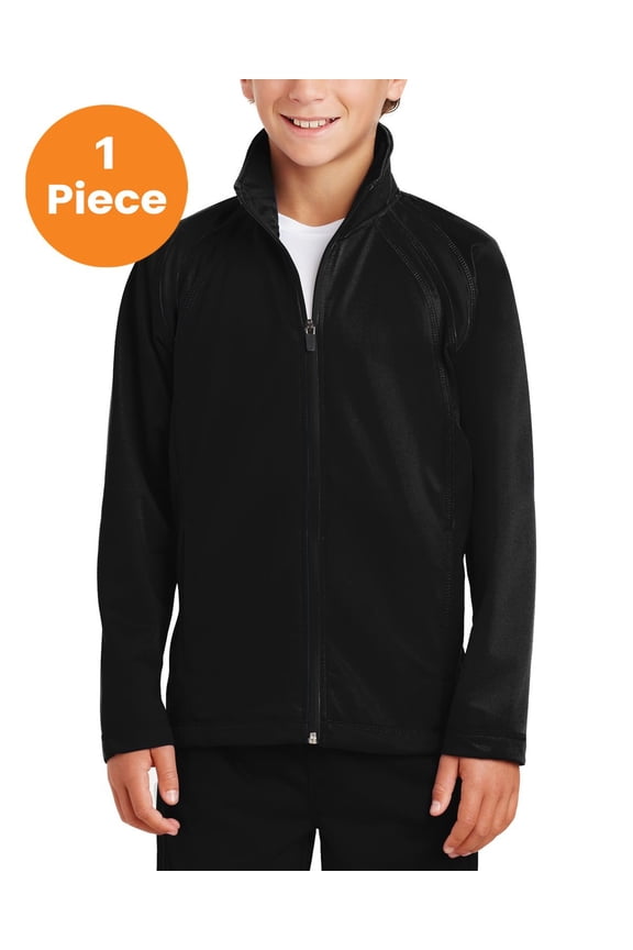 YST90 Youth Tricot Track Jacket, Black/Black, XS, Boys Coats and Jackets