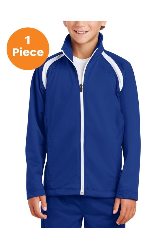 YST90 Youth Tricot Track Jacket, True Royal/White, S, Girls Coats and Jackets
